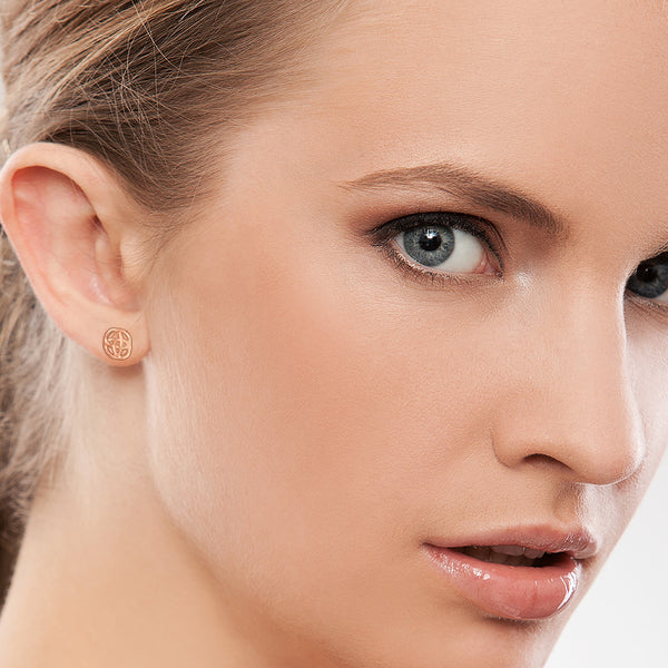9K Rose Gold Celtic Style Stud Earrings