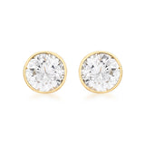 9K Yellow Gold CZ Round Stud Earrings