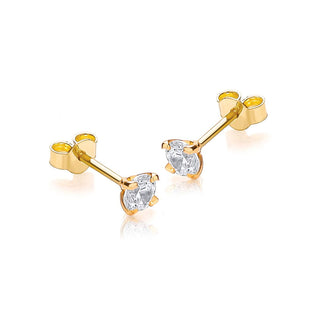 9K Yellow Gold 4mm Round CZ Stud Earrings
