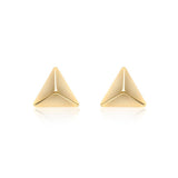 9K Yellow Gold Elongated Pyramid Stud Earrings