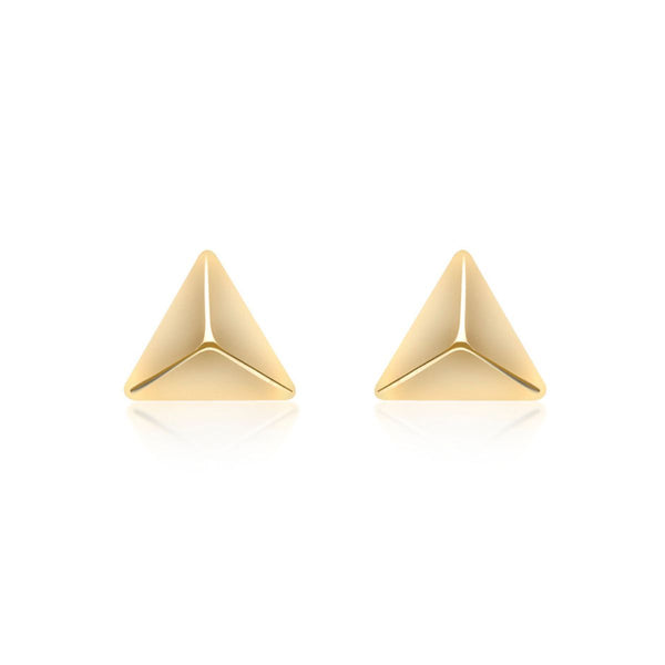 9K Yellow Gold Elongated Pyramid Stud Earrings