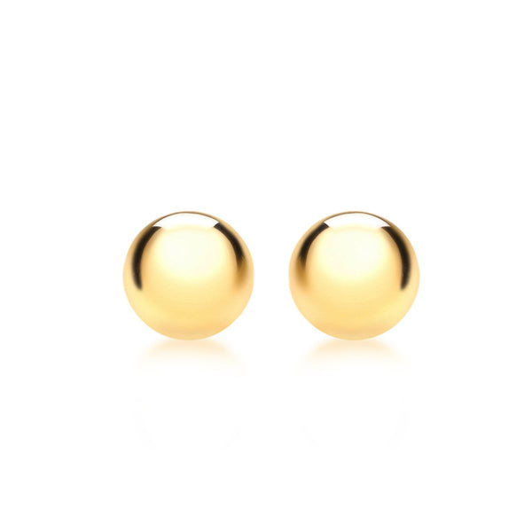 9K Yellow Gold 10mm Half-Ball Polished Stud Earrings