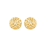 9K Yellow Gold Diamond Cut Pyramid Button Stud Earrings