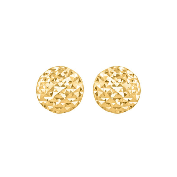 9K Yellow Gold Diamond Cut Pyramid Button Stud Earrings