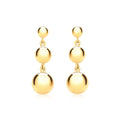 9K Yellow Gold Triple-Graduated-Ball Drop Earrings