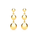 9K Yellow Gold Triple-Graduated-Ball Drop Earrings