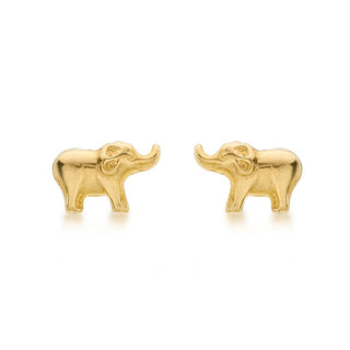 18K Yellow Gold Baby Elephant Stud Earrings