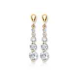 18K Yellow Gold 5-Graduated-CZ Drop Earrings
