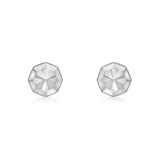 9K White Gold 7mm Diamond Cut Octagonal Stud Earrings