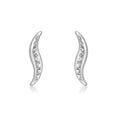 9K White Gold Slim Wave Stud Earrings