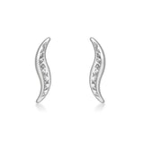 9K White Gold Slim Wave Stud Earrings