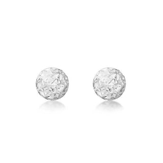 9K White Gold 3mm Diamond Cut Ball Stud Earrings