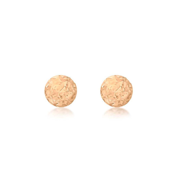 9K Rose Gold 5mm Diamond Cut Ball Stud Earrings
