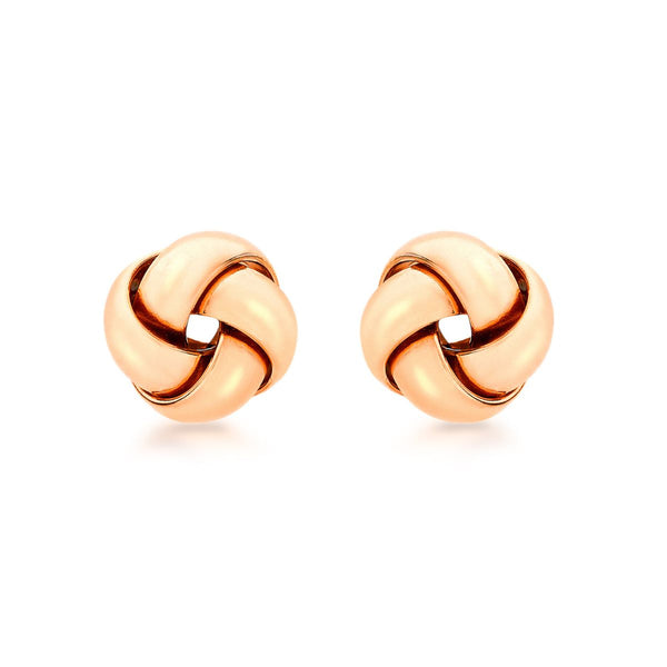 9K Rose Gold 9mm Knot Stud Earrings