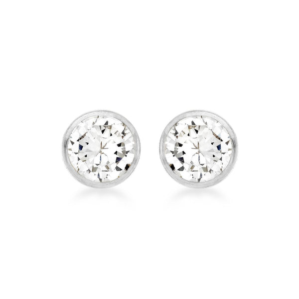 9K White Gold 5mm Cubic Zirconia Stud Earrings