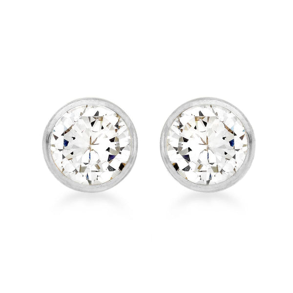 9K White Gold 4.5mm Cubic Zirconia Stud Earrings