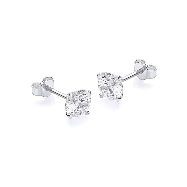 9K White Gold 6mm Round CZ Earrings