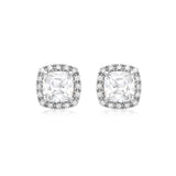 9K White Gold CZ Cushion Stud Earrings