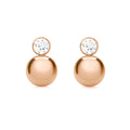 9K Rose Gold CZ & 9mm Ball Drop Earrings