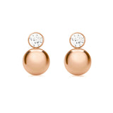 9K Rose Gold CZ & 9mm Ball Drop Earrings