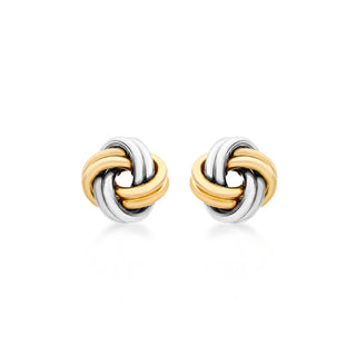 9K 2-Colour Gold Double-Knot Stud Earrings