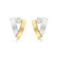 9K 2-Colour Gold CZ Overlap Stud Earrings