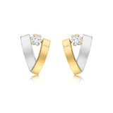 9K 2-Colour Gold CZ Overlap Stud Earrings