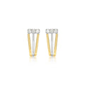 9K 2-Colour Gold 3-Bar Tapered-Stud Earrings