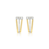 9K 2-Colour Gold 3-Bar Tapered-Stud Earrings