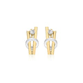 9K 2-Colour Gold 2-Bar & Ring Stud Earrings