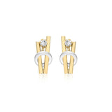 9K 2-Colour Gold 2-Bar & Ring Stud Earrings