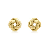 9K Yellow Gold Textured & Polished Knot Stud Earrings
