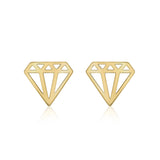 9K Yellow Gold Diamond Icon Stud Earrings