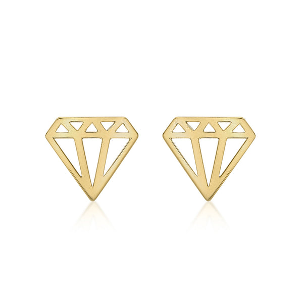 9K Yellow Gold Diamond Icon Stud Earrings