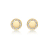 9K Yellow Gold CZ Disc Stud Earrings