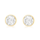 9K Yellow Gold 6mm CZ Round Stud Earrings