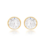 9K Yellow Gold Small Rubover CZ Stud Earrings