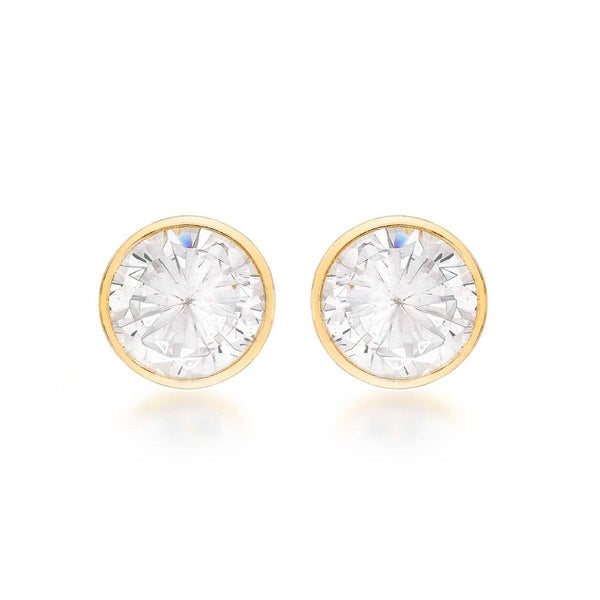 9K Yellow Gold Small Rubover CZ Stud Earrings