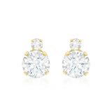 9K Yellow Gold CZ Stud Earrings