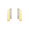 9K Yellow Gold CZ Double Bar Stud Earrings