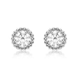 9K White Gold CZ Mini Halo Stud Earrings