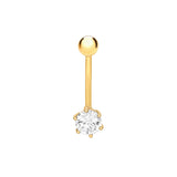 9K Yellow Gold CZ Round Belly Stud