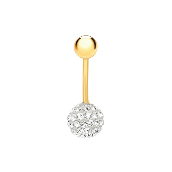 9K Yellow Gold Crystal Belly Stud