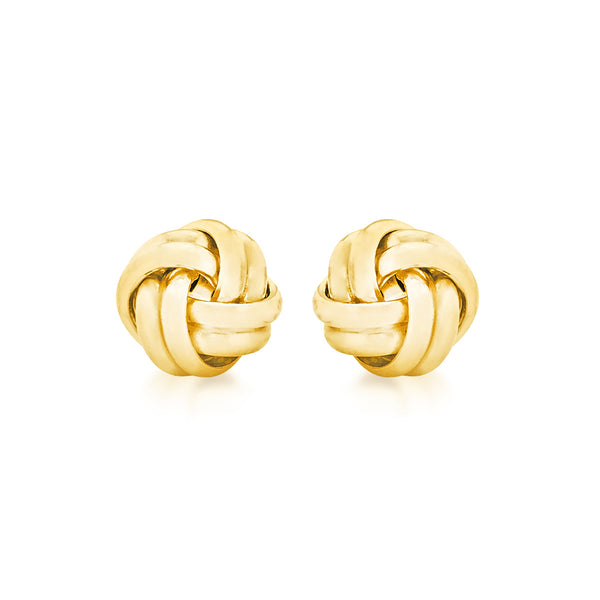 9K Yellow Gold Small Double Knot Stud Earrings