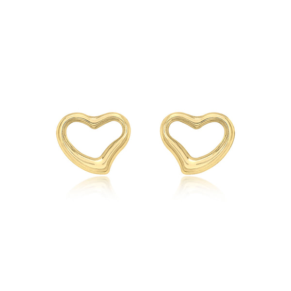 9K Yellow Gold Closedback Heart Stud Earrings