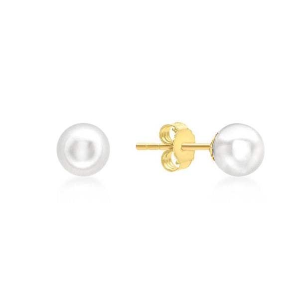 9K Yellow Gold 5mm Freshwater Pearl Stud Earrings