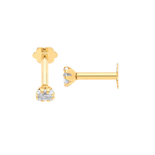 9K Yellow Gold P/C Cubic Zirconia Cartilage Stud Earrings