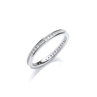 2mm Full Et Rd/bril. CZ Silver Ring