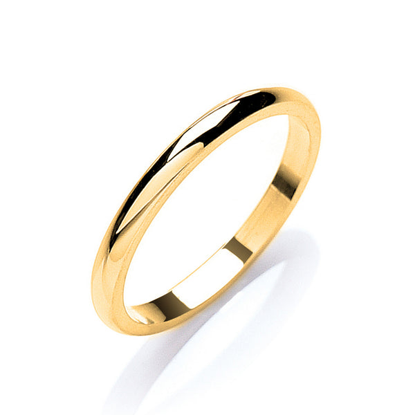 2mm Plain D Shape Wedding Band 18ct Rose Gold