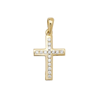 9K Yellow Gold Cubic Zirconia Cross Pendant